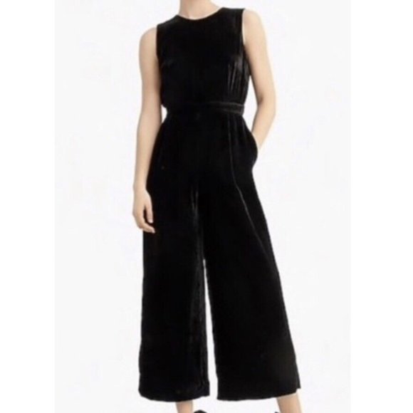 J. Crew Pants - J. Crew Wrap Black Cropped Velvet Jumpsuit Size 4